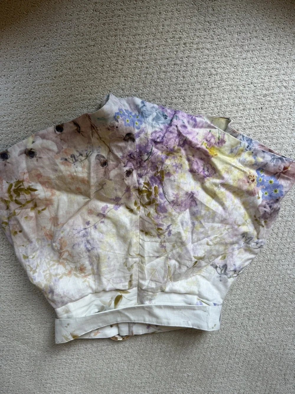 Zimmermann pastel floral belted high waist pleated shorts - Picture 4 of 5